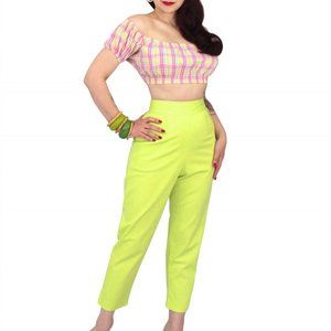 Vivien of Holloway Pedal Pushers in Chartreuse